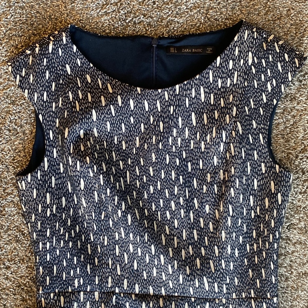 Zara Basic Black W/ White Raindrop Sleeveless Dre… - image 3